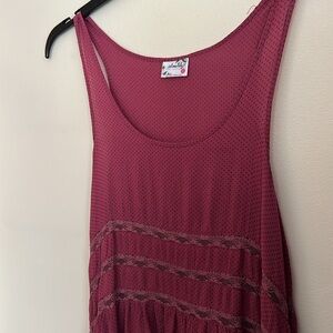 Intimately Free People Burgundy Flared Hem Top Lace Intimate Night Shirt Xs
